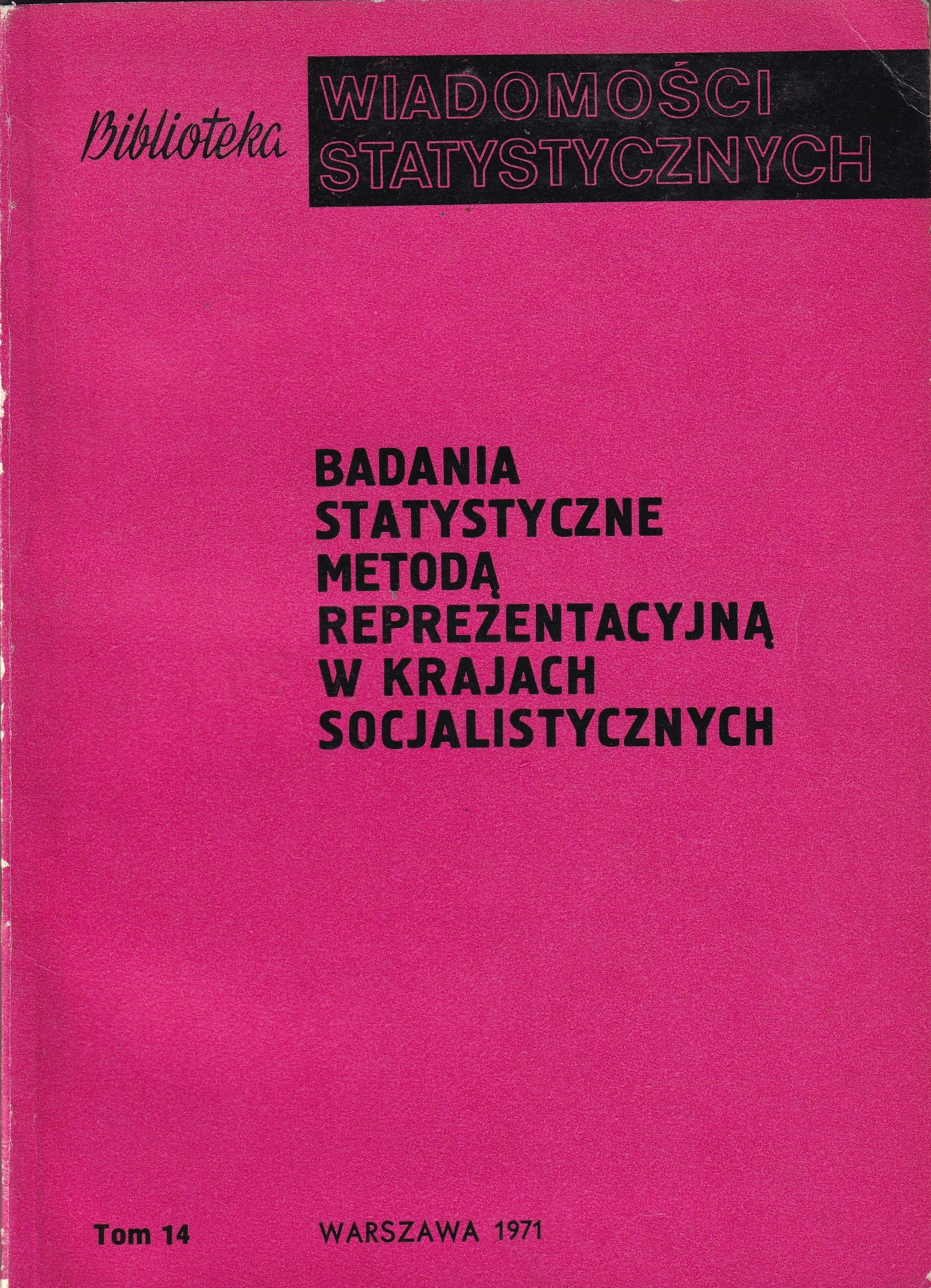Okładka monografi - Badania statystyczne metodą reprezentacyjną w krajach socjalistycznych