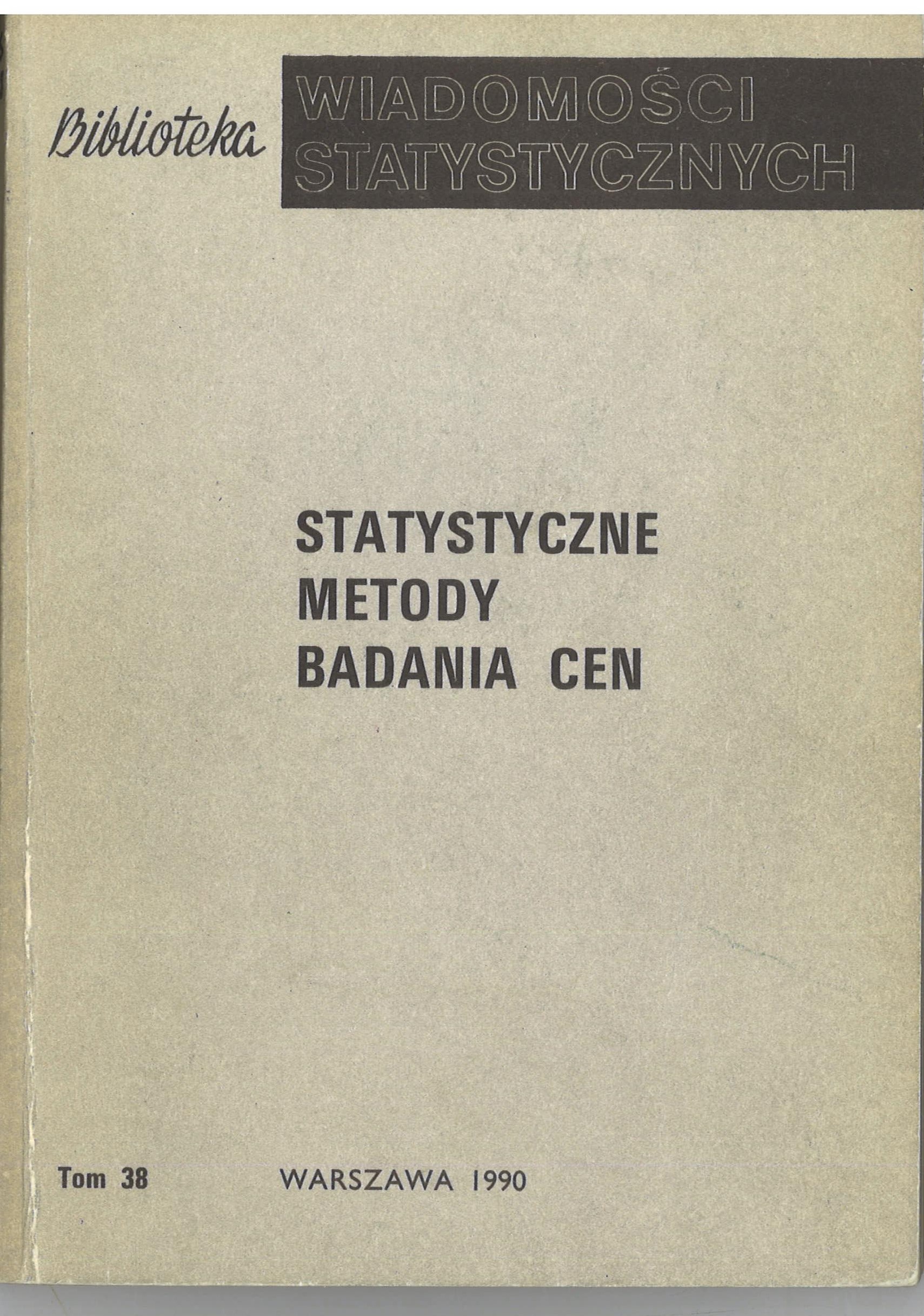 Okładka monografi - Statystyczne metody badania cen