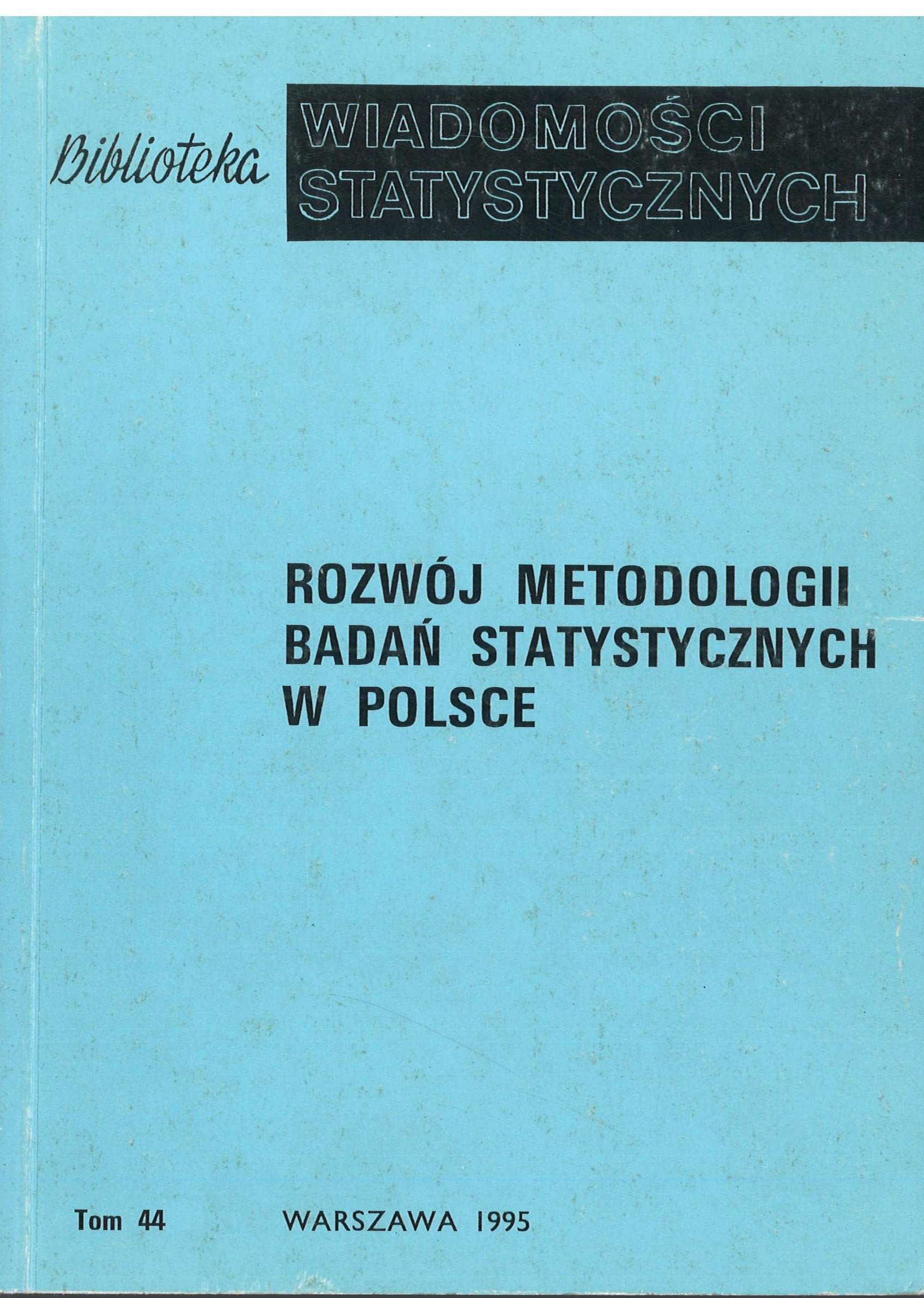 Okładka monografi - Rozwój metodologii badań statystycznych w Polsce