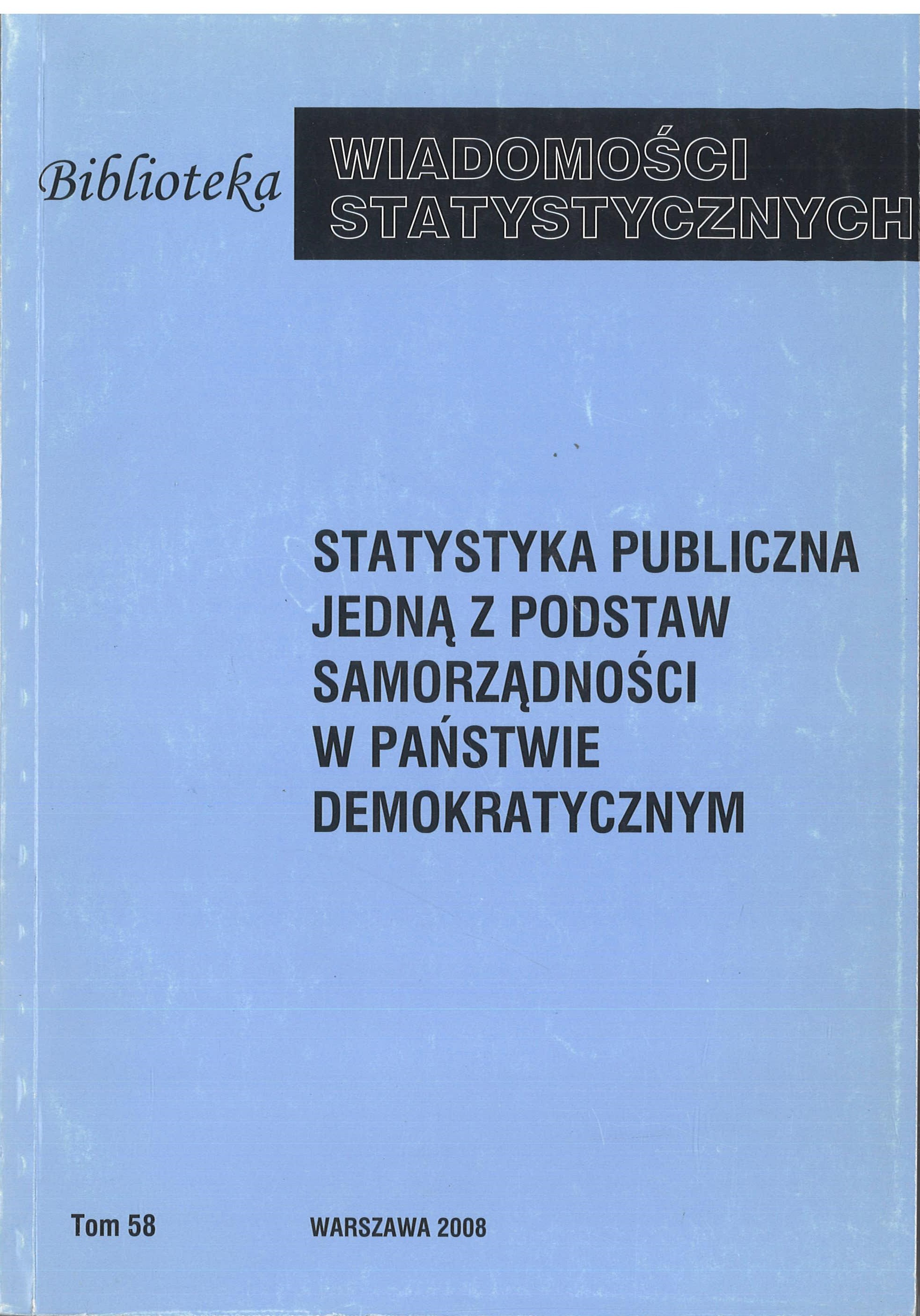 Okładka monografi - Statystyka publiczna jedną z podstaw samorządności w państwie demokratycznym