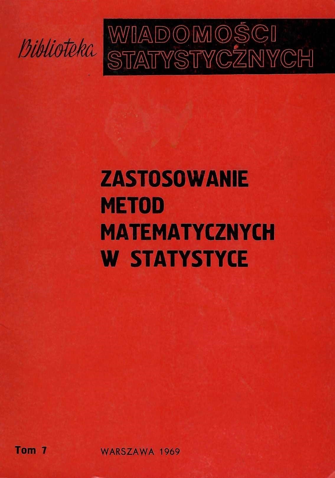 Okładka monografi - Zastosowanie metod matematycznych w statystyce